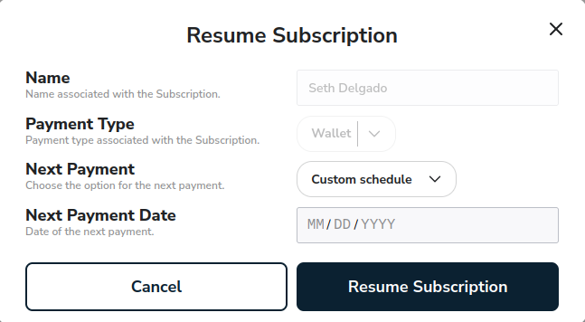 Subscriptions Resume